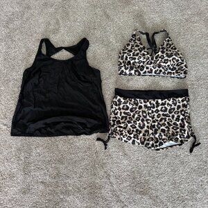 Holipick Womens Plus Size 3 piece Athletic Tankini Swimsuit